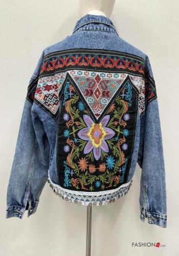 Giacca in Cotone denim con colletto con bottoni con tasche - ph 5