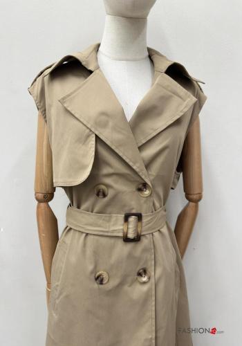 ärmellos Trenchcoat mit Knöpfen mit Taschen - ph 2