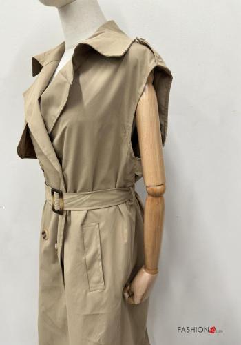 ärmellos Trenchcoat mit Knöpfen mit Taschen - ph 4