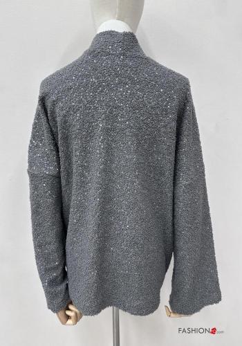 Cardigan maniche lunghe con paillettes con tasche - ph 5