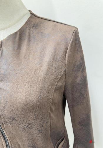 long sleeve crew neck Suede Jacket - ph 3