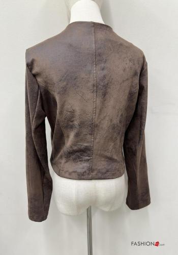 long sleeve crew neck Suede Jacket - ph 5