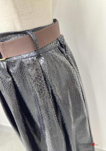 Gonna ecopelle Fantasia pitonata con cintura con tasche - ph 3