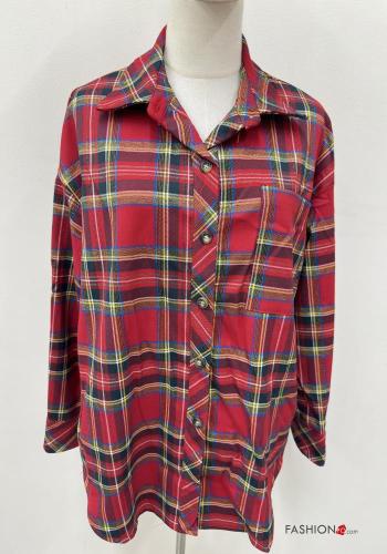 Camicia maniche lunghe con colletto Fantasia tartan con bottoni con tasche - ph 2