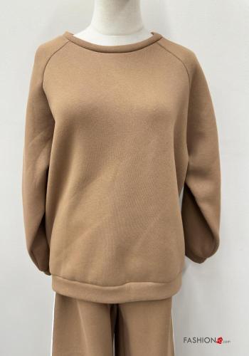 Tuta sportiva in Cotone wide leg maniche lunghe girocollo con elastico - ph 2