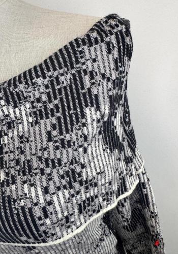 Abstract print long sleeve Sweater with elastic bardot neckline - ph 3