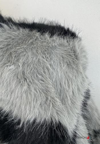 Tiermuster Kunstfell mit kragen lange ärmel Bolero - ph 3