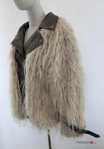 faux fur with buckle Jacket with buttons with zip - ph 3