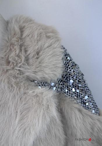 Kunstfell lange ärmel Jacke mit Pailletten mit Reißverschluss mit Taschen - ph 5