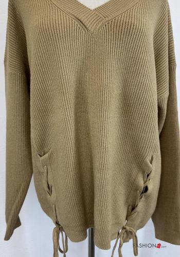 Ribbed long sleeve oversized Sweater with v-neck - ph 2