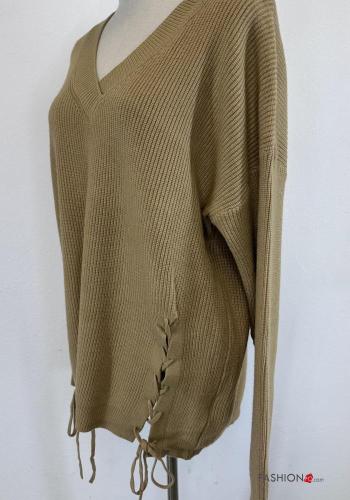 Ribbed long sleeve oversized Sweater with v-neck - ph 3
