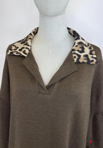 Abito maniche lunghe con colletto Fantasia animalier - ph 2