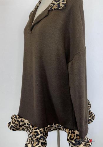 Abito maniche lunghe con colletto Fantasia animalier - ph 6