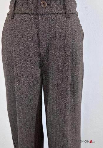 Streifenmuster Hose mit Knöpfen mit Reißverschluss mit Taschen - ph 2