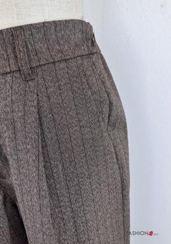 Streifenmuster Hose mit Knöpfen mit Reißverschluss mit Taschen - ph 4