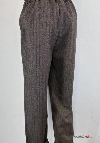 Streifenmuster Hose mit Knöpfen mit Reißverschluss mit Taschen - ph 5