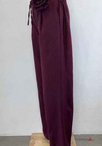 hoher Taille wide leg Hose mit Taschen mit stoffgürtel mit Reißverschluss - ph 3