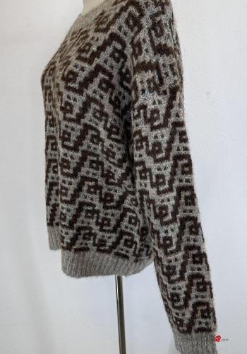 Abstract print long sleeve crew neck Wool Mix Sweater - ph 4