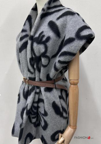 Graphic Print Gilet with belt - ph 3