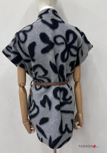 Graphic Print Gilet with belt - ph 5