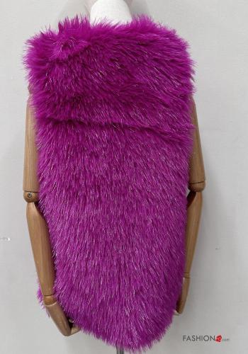 sleeveless knee-length Faux Fur Coat with v-neck - ph 4