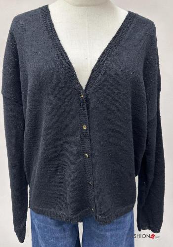 long sleeve Cotton Cardigan with buttons with v-neck - ph 2