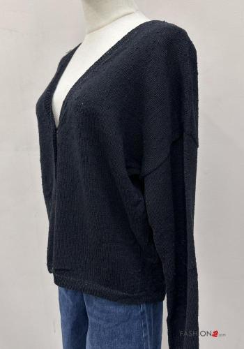 long sleeve Cotton Cardigan with buttons with v-neck - ph 4