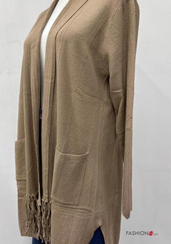 long sleeve Cardigan with pockets with fringe - ph 3
