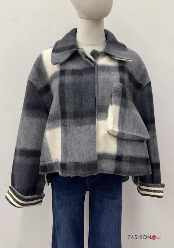 Cappotto con colletto Fantasia quadrettata vichy con bottoni con tasche - ph 2
