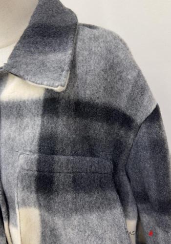 Cappotto con colletto Fantasia quadrettata vichy con bottoni con tasche - ph 3