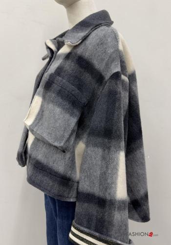 Cappotto con colletto Fantasia quadrettata vichy con bottoni con tasche - ph 5