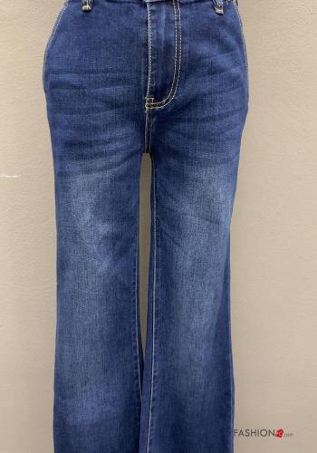 Denim Jeans aus Baumwolle mit Knöpfen mit Reißverschluss mit Taschen - ph 2