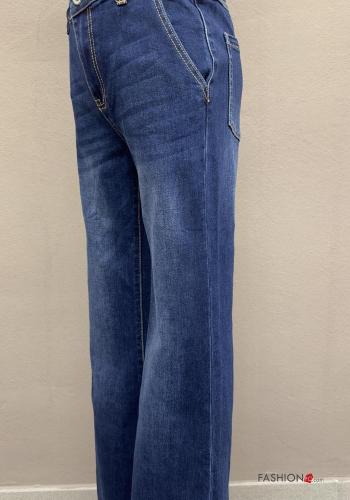 Denim Jeans aus Baumwolle mit Knöpfen mit Reißverschluss mit Taschen - ph 5
