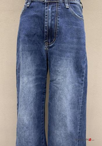 wide leg Jeans aus Baumwolle mit Knöpfen mit Reißverschluss mit Taschen - ph 2
