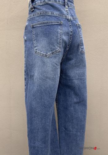denim Cotton Jeans with buttons with zip with pockets - ph 5