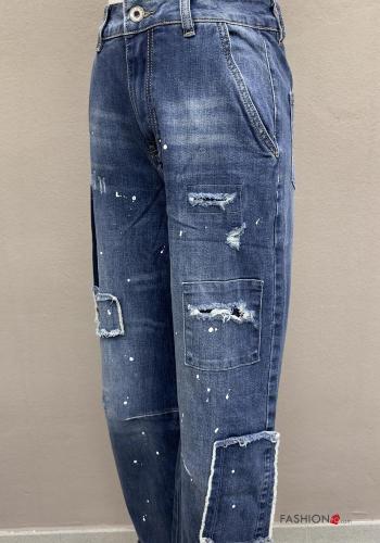 Jeans in Cotone denim con tasche con bottoni con zip - ph 3