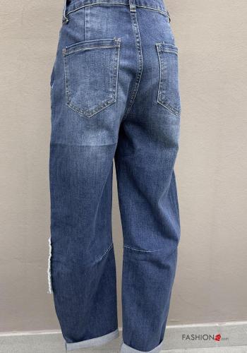 Jeans in Cotone denim con tasche con bottoni con zip - ph 5