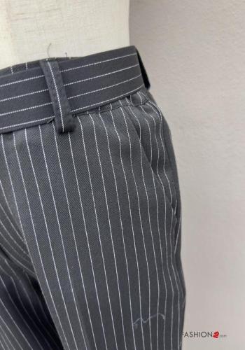 Streifenmuster Hose mit Gürtel mit Taschen - ph 3