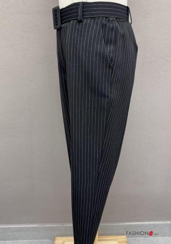 Streifenmuster Hose mit Gürtel mit Taschen - ph 4