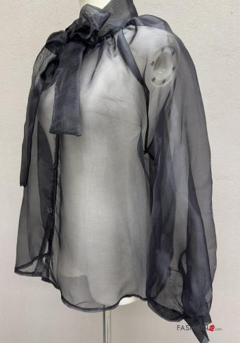 Camicia maniche lunghe chiffon con bottoni con fiocco - ph 4