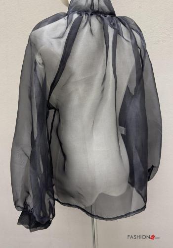 Camicia maniche lunghe chiffon con bottoni con fiocco - ph 5