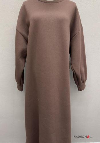 Abito in Cotone lungo maniche lunghe girocollo Fantasia tartan - ph 2