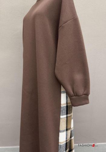 Abito in Cotone lungo maniche lunghe girocollo Fantasia tartan - ph 4