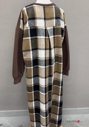 Abito in Cotone lungo maniche lunghe girocollo Fantasia tartan - ph 5