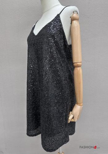 Abito corto senza maniche scollato sulla schiena con paillettes scollo a V - ph 4