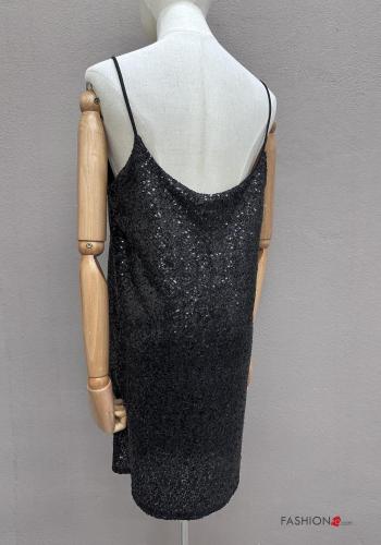 Abito corto senza maniche scollato sulla schiena con paillettes scollo a V - ph 5