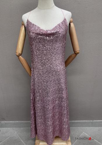 sleeveless backless Dress with sequins plunging neckline - ph 2