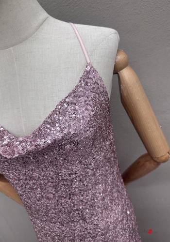 sleeveless backless Dress with sequins plunging neckline - ph 3