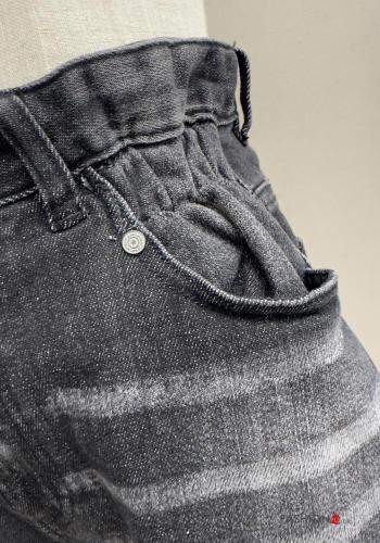 hoher Taille zerrissene destroyed Jeans aus Baumwolle mit Knöpfen mit gummizug mit Reißverschluss mit Taschen - ph 3