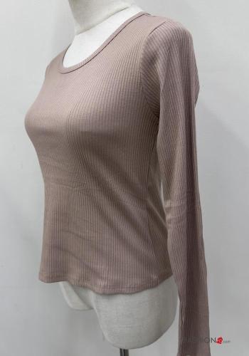 Maglietta a manica lunga in Cotone costine girocollo - ph 4
